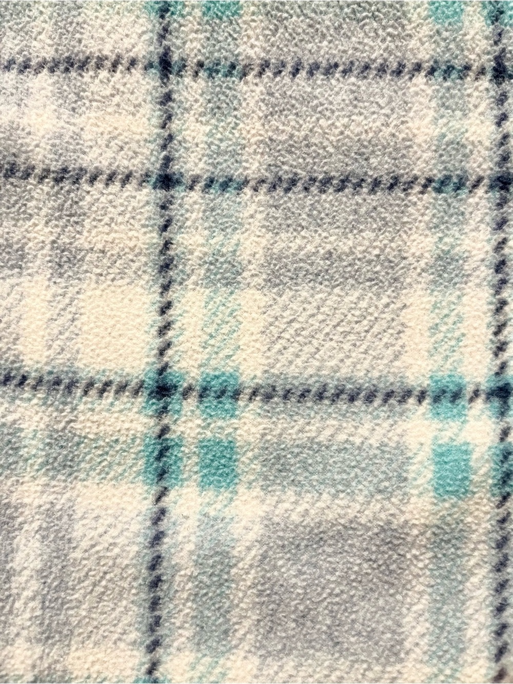 Cuddl Duds Plaid Fleece Lounge Pants w/ Pockets. White with Gray,Navy and Teal. - Picture 6 of 11